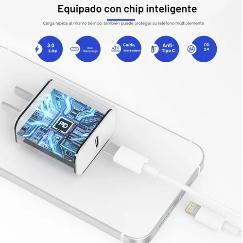 Vista 3 de 【Certificado Apple MFi】Cargador Rápido iPhone, Cable de Carga Rápida i Phone Paquete de 3 Cargador iPhone Bloque de Enchufe de Carga Rápida Cable