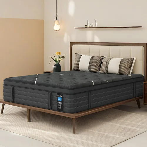 Vista 2 de Colchón INDIVIDUAL Extra Firme, Colchón Híbrido de Espuma de Memoria con Gel de 14 pulgadas para Soporte Extra Lumbar y de Cadera - Borde Sólido
