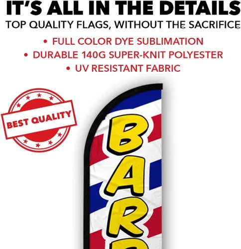 Vista 3 de Bandera publicitaria sin viento para barbería, perfecta para peluquerías, salones, cortes de pelo