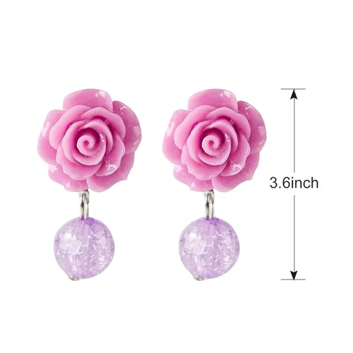 Vista 3 de Accesorios de disfraz para niñas aretes morados con clip para el cabello clip de princesa juego de rol para Isabella