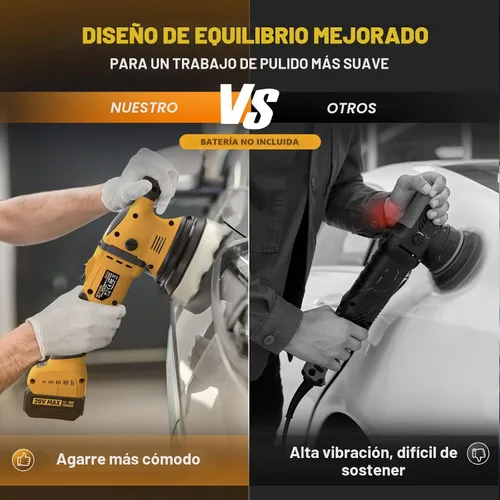 Vista 3 de VERVEWAVE Kit de pulidor inalámbrico para batería Dewalt de 20 V (sin batería), pulidor orbital de coche de 6 pulgadas, velocidad variable de 1800 a