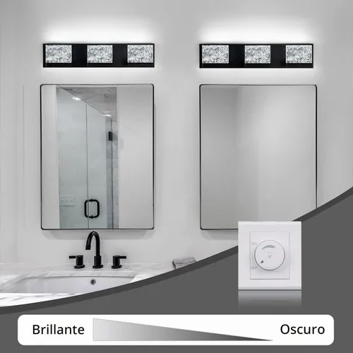 Vista 2 de [Usado] EDISLIVE Moderna lámpara de tocador de baño de 21.7 pulgadas, 3 luces LED regulables para pared de baño, para sala de estar, dormitorio