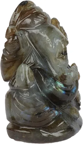 Vista 2 de GEMHUB Estatua de Ganesha tallada a mano aprox. 209.00 quilates Estatua de piedras preciosas naturales de labradorita, Gema, Ruso - Labradorita