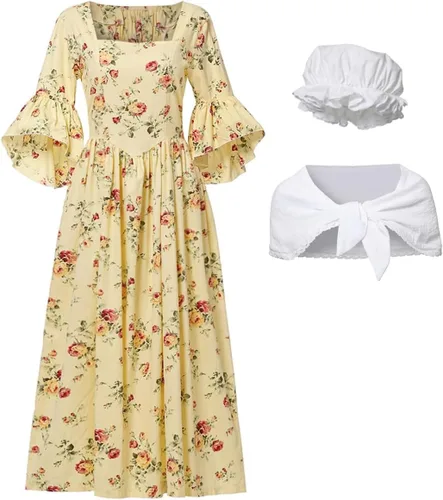 Vista 8 de GRACEART Disfraz de Pioneer Mujer Vestido de Pradera Colonial para Mujer 100% Algodón