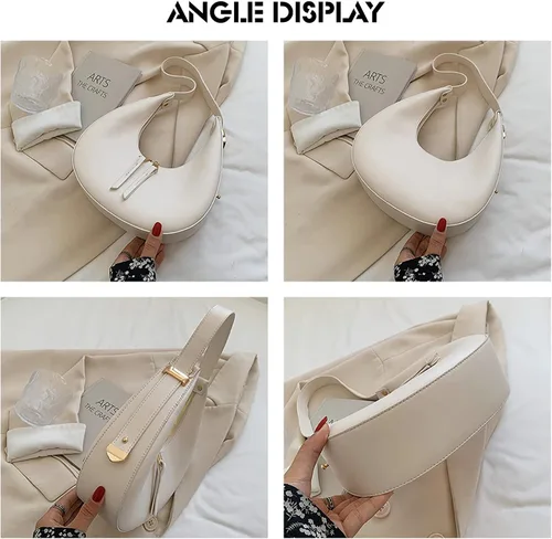 Vista 5 de Ergocar Bolso de mano para mujer, bolso de media luna para mujer, bolso de moda para las axilas con asa superior
