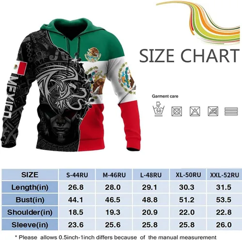 Vista 3 de Sudaderas con capucha mexicanas mexicanas aztecas mexicanas con estampado 3D casual