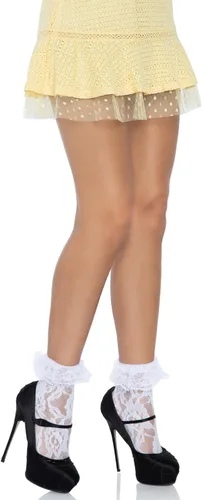 Vista 2 de Leg Avenue Women's Ruffle Cuff Lace Anklet Socks