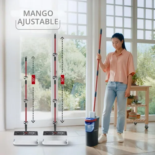 Vista 7 de O-Cedar H2prO Sistema de trapeador plano Herramienta de limpieza rápida Limpia con agua limpia Mopa de microfibra reutilizable y lavable a