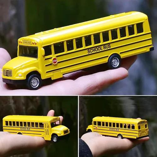 Vista 5 de Paquete de 2 juguetes de autobús escolar amarillo de 5.5 pulgadas, vehículos de juguete de metal fundido a presión, recuerdos de fiesta, el mejor