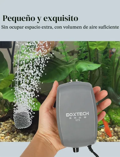 Vista 2 de UPETTOOLS Bomba de aire para acuario, color gris, bomba de aire para tanque de peces con accesorios, bomba de oxígeno de doble salida ajustable