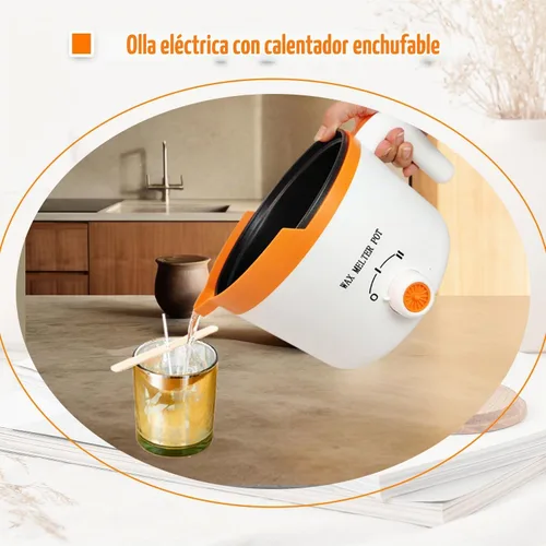 Vista 7 de Olla de cera con boquilla y termómetro para hacer velas, cera no incluida Naranja