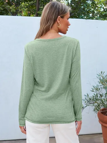 Vista 15 de SUNBS Paquete de 3 camisas de manga larga para mujer, ajuste holgado, ropa de otoño, ropa de moda 2025, camisetas básicas de entrenamiento, trajes