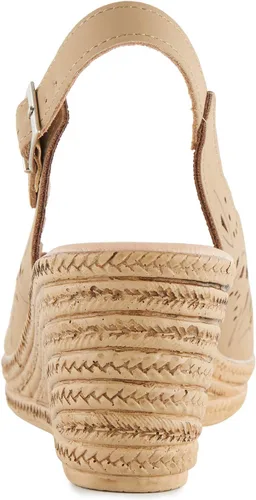 Vista 3 de Alexis Leroy tacón de cuña recortado Vamp Peep Toe Slingback sandalias de mujer