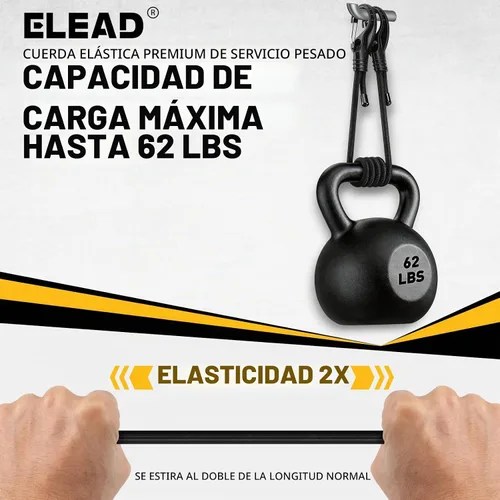 Vista 5 de Rollo de cuerda elástica resistente, cuerdas elásticas de grado marino de 1/4 pulgadas x 110 pies, cuerdas elásticas negras superelásticas, cable