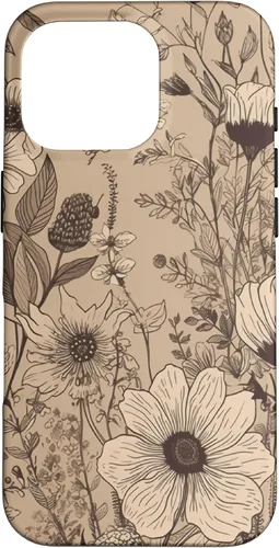 Vista 20 de Funda para iPhone 12 Pro Max Beige Tan Wildflower Floral Minimal Flower Boho