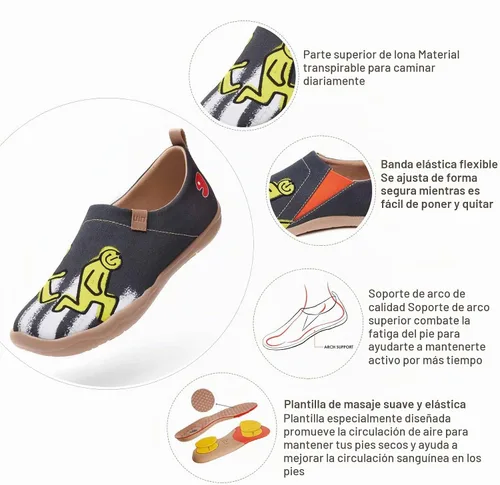 Vista 6 de UIN Mocasines casuales para mujer, de viaje, pintados, para caminar, ligeros, cómodos, de lona, tenis de moda Abbey Road