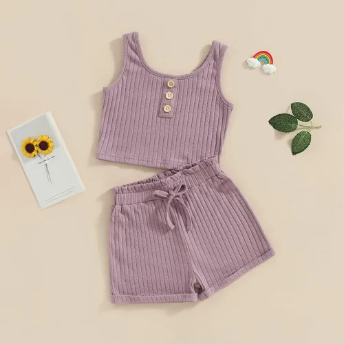 Vista 3 de Ropa de verano para niña pequeña, con estampado de margaritas, sin mangas, con volantes, pantalones cortos