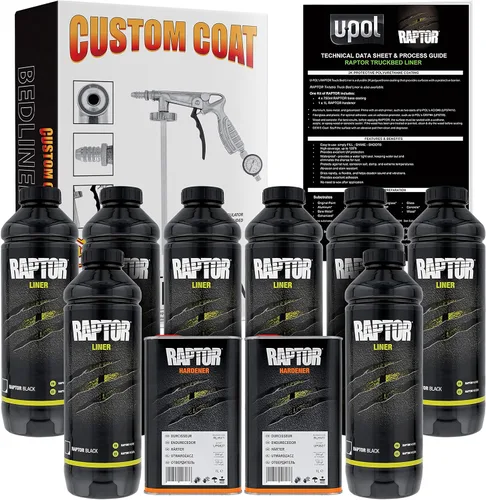 Vista 6 de Custom Shop Revestimiento de uretano en aerosol para cama de camión negro, kit de 1 cuarto de galón con endurecedor