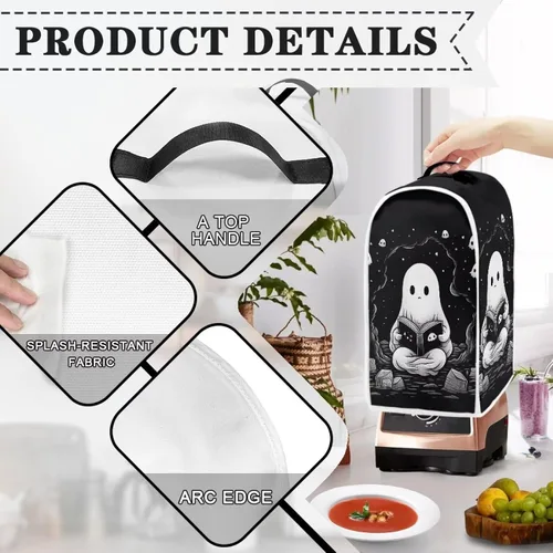Vista 4 de TODIYADDU Funda negra para licuadora de fantasma, portátil, compatible con la mayoría de los electrodomésticos de cocina, a prueba de polvo, cocina