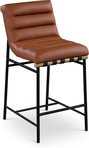Vista 12 de Meridian Furniture 846Black-C Burke Collection Modern Taburete de bar contemporáneo con cuero vegano negro suave, marco de metal negro mate