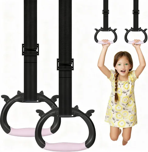 Vista 8 de Nuevos anillos de gimnasia profesionales, tanto para adultos como para niños, soporta 550 libras, equipo de fitness en casa, barra de dominadas