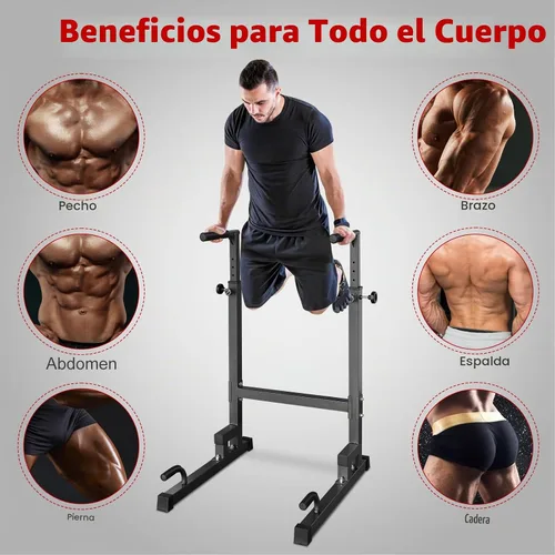 Vista 4 de Barras paralelas de soporte de inmersión, barra de inmersión resistente de 550 libras de capacidad con asas de espuma para ejercicios de fitness