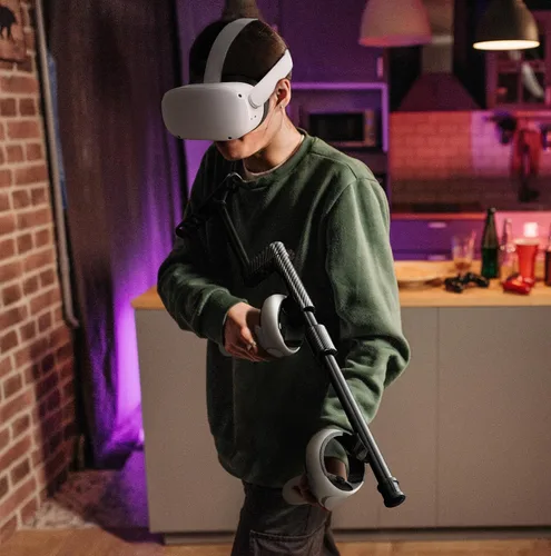 Vista 6 de Magnetic VR Gunstock Oculus Quest 2, Upgraded Single Magnet Version Controller Stock RiflePistol Adapter Compatible for Quest 2. Compatible with