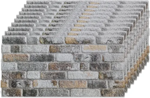 Vista 65 de IZODEKOR Paneles de pared 3D con efecto ladrillo, revestimiento, aspecto de piedra, revestimiento de espuma de poliestireno para sala de estar
