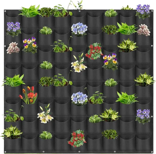 Vista 17 de Bolsas de cultivo colgantes para plantar, 9 bolsillos para colgar en la pared, bolsa de cultivo vertical para jardín interior y exterior, contenedor