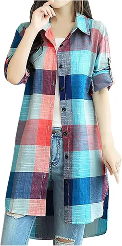 Vista 37 de Long Sleeve Shirts for Women Spring Summer Dressy Casual Button Down Plus Size Tops Office Work Blouses