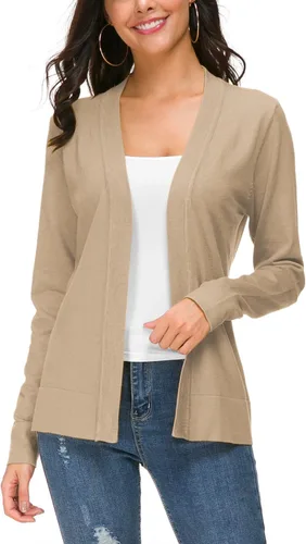 Vista 21 de Urban CoCo Chaqueta de punto de manga larga con frente abierto para mujer Negro