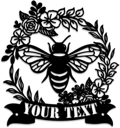Vista 21 de MeMate Letrero de jardín para personalizar, letrero de granja de abejas, letrero de metal con nombre personalizado para amantes de las abejas