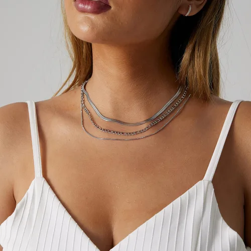 Vista 75 de Collares en capas para mujer, chapados en plata, delicada cuerda torcida de serpiente, delicado collar en capas, gargantilla de diferentes