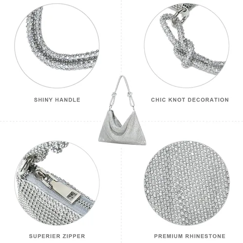 Vista 5 de YIKOEE Bolso de mano de noche con diamantes de imitación con purpurina