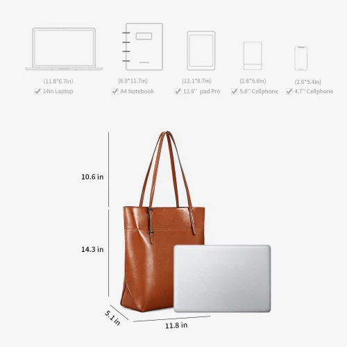 Vista 3 de Kattee Bolso de hombro de cuero genuino vintage para mujer con asas ajustables