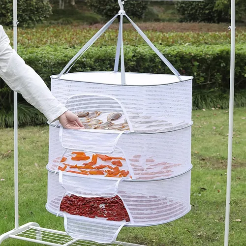 Vista 6 de Rejilla de secado de hierbas, red plegable de malla con cremallera, red de secado de alimentos para secar suéter para secar semillas, hierbas, 4
