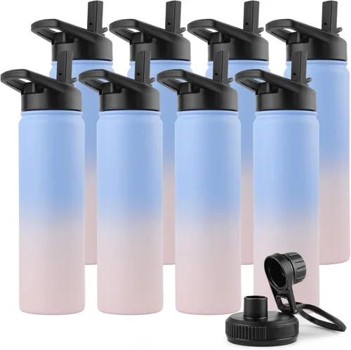 Vista 79 de DOMICARE Botella de agua para niños de 16 onzas para la escuela, de acero inoxidable, con aislamiento al vacío de doble pared, botella de agua