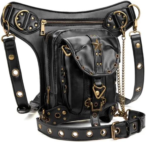 Vista 2 de Halloween Unisex Steampunk senderismo riñonera bolsa militar táctica gota pierna bolsa al aire libre bicicleta motocicleta ciclismo mochila utilidad