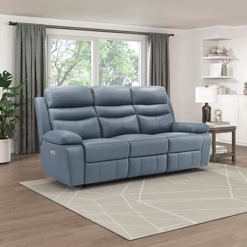 Vista 13 de Lexicon Silla Reclinable para Sala de Estar de Combinación de Cuero, Asientos para Cine en Casa, Sillón Reclinable Pegado a la Pared, Sillón Azul