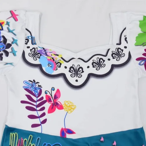 Vista 7 de VINGSEYY - Vestido de Isabela para niñas disfraz de princesa dibujos animados Mirabel con bolsa