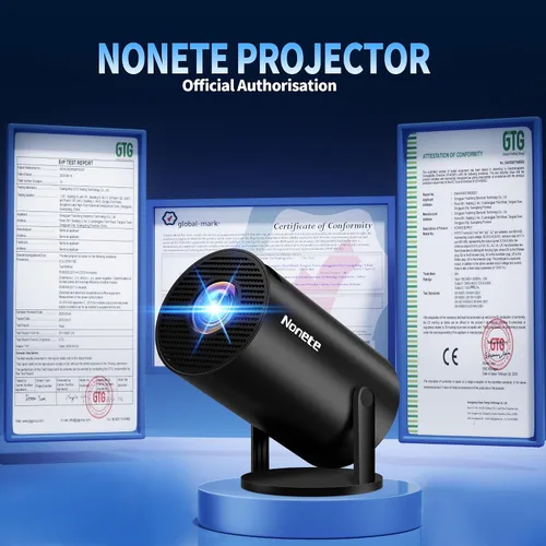 Vista 3 de Mini proyector 4K compatible con 1080P FHD - Keystone automático 270° giratorio, WiFi 6 y Bluetooth 5.2, Smart Android TV OS, proyector portátil