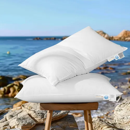 Vista 8 de Canadian Luxury Almohada de plumón de ganso tamaño estándar, poder de relleno 750, 100% algodón con funda de teflón - Almohadas de sueño de ultra