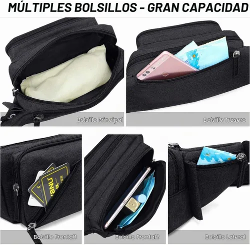 Vista 3 de Riñonera impermeable para hombres y mujeres, bolsa de cadera con soporte para botella de agua, correa ajustable, adecuada para entrenamiento al aire