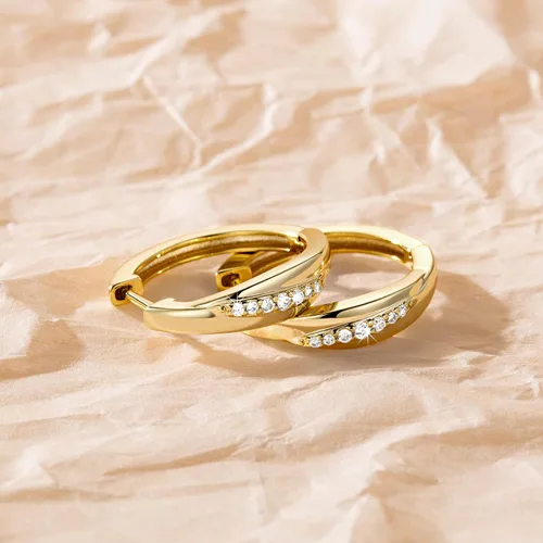 Vista 6 de 14K Gold Earrings for Women Gold Hoop Earrings for Women Hoop Earrings for Womens Hoops Lightweight Cubic Zirconia Hoops Earrings for Womens