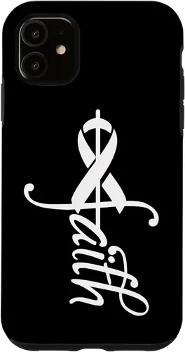 Vista 5 de iPhone 15 Faith Cancer Support - Estuche de concientización sobre el cáncer de pulmón con cinta