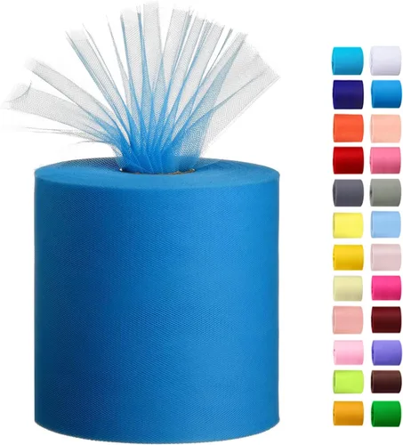 Vista 33 de Rollo de tela de tul, 6 pulgadas por 200 yardas (600 pies), carrete de tela de organza de tul para bricolaje, falda tutú, decoración de baby shower