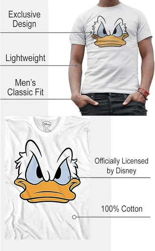Vista 3 de Disney Camiseta para hombre adulto de Mad Donald Duck Blanco