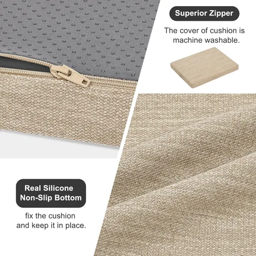 Vista 5 de baibu Cojines rectangulares de espuma viscoelástica, de doble capa, antideslizantes para sillas de comedor, cojines para taburete de banco de cocina
