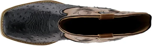 Vista 6 de Botas casuales para hombre ROPER con punta cuadrada y protuberancias estilo avestruz, de media pantorrilla - Marrón, Blanco