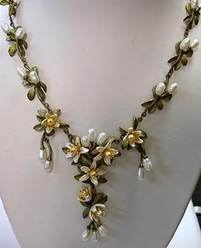 Vista 2 de Michael Michaud - Collar de perlas Orange Blossom para estaciones de plata